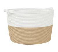 vidaXL Laundry Basket Laundry Hamper Bin Laundry Sorter Beige and White Cotton