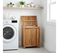 VidaXL Laundry Basket Natural Solid Teak Wood