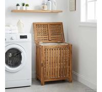 VidaXL Laundry Basket Natural Solid Teak Wood
