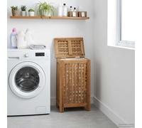 VidaXL Laundry Basket Natural Solid Teak Wood