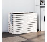 vidaXL Solid Pine Wood Laundry Basket in White - Ample Storage Space, Practical Lid Design, Wall Attachment Included - Measures 88.5 x 44 x 66 cm