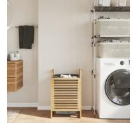 vidaXL Laundry Basket with Grey Bag 32x30x36.5 cm Bamboo