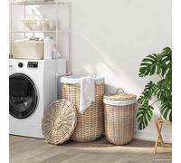 vidaXL Laundry Basket with Lid 2 pcs Kubu Grey
