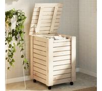 vidaXL Laundry Basket with Wheels RANA 45x45x64 cm Solid Wood Pine