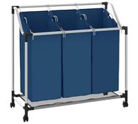 'vidaXL Laundry Sorter - Steel and Non-Woven 100% Polyester - 3 Sorting Bags - Blue