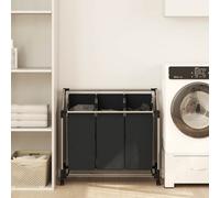 vidaXL Laundry Sorter with 3 Bags Black Steel