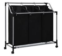 Vidaxl Laundry Sorter With 3 Bags Black Steel