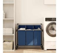 vidaXL Laundry Sorter with 3 Bags Blue Steel