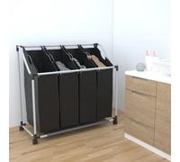 Vidaxl Laundry Sorter With 4 Bags Black Grey