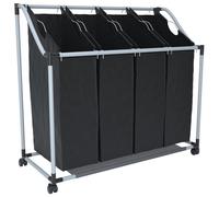 vidaXL Laundry Sorter With 4 Bags Black Grey, Black
