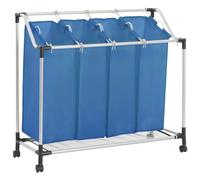 vidaXL Laundry Sorter with 4 Bags Blue Steel