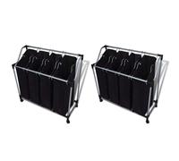 vidaXL Laundry Sorters with Bags 2 pcs Black and Grey UK