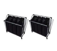 vidaXL Laundry Sorters with Bags 2 pcs Black and Grey UK