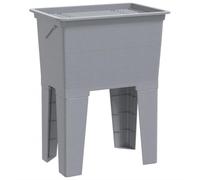 vidaXL Laundry Tub in Grey - 59x41x75 cm Resin Freestanding Utility Sink with Washboard, Soap Dish, Indoor/Outdoor Use, 36L Capacity