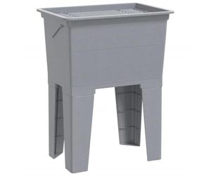 vidaXL Laundry Tub in Grey - 59x41x75 cm Resin Freestanding Utility Sink with Washboard, Soap Dish, Indoor/Outdoor Use, 36L Capacity