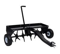vidaXL Black Steel Lawn Aerator with Universal Coupling for Ride-on Mowers, Lawn Tractors and ATVs - 102 cm Working Width, 50 kg Tray Capacity
