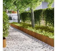 vidaXL Lawn Edging 10 pcs Brown 100 x 0.05 x 30 cm Weathering Steel