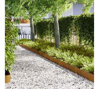 vidaXL Lawn Edging 20 pcs Brown 100 x 0.05 x 20 cm Weathering Steel