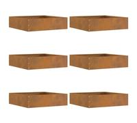 vidaXL Lawn Edging 6 pcs Rusty 50 x 50 x 13 cm Weathering Steel