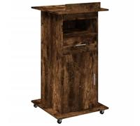 vidaXL Lectern with Wheels & Drawer Smoked Oak 55x55x107 cm Engineered Wood, Brown