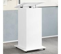 Lectern with Wheels & Drawer Podium Stand Pulpit White Engineered Wood vidaXL