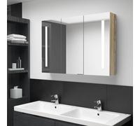 vidaXL LED Bathroom Mirror Cabinet 89x14x62 cm Oak