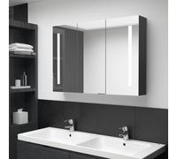 vidaXL LED Bathroom Mirror Cabinet 89x14x62 cm Shining Black, Black