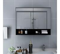 vidaXL LED Bathroom Mirror Cabinet Black MDF Washroom Vanity Unit Furniture