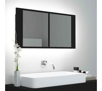 vidaXL LED Bathroom Mirror Cabinet Black 90x12x45 cm Acrylic Washroom Mirror