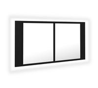 vidaXL LED Bathroom Mirror Cabinet Black 90x12x45 cm Acrylic Washroom Mirror