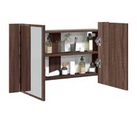 vidaXL LED Bathroom Mirror Cabinet Brown Oak 80x12x45 cm Acrylic