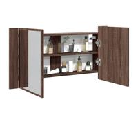vidaXL LED Bathroom Mirror Cabinet Brown Oak 90x12x45 cm Acrylic