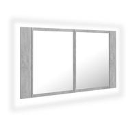 vidaXL LED Bathroom Mirror Cabinet Concrete Grey 80x12x45 cm Acrylic Mirror