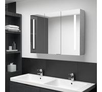 vidaXL LED Bathroom Mirror Cabinet Concrete Grey - Wall-Mounted Vanity with 3 Doors, 5 Shelves, LED Lighting, 89x14x62 cm (326525)