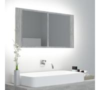 vidaXL LED Bathroom Mirror Cabinet Concrete Grey 90x12x45 cm Acrylic, Grey