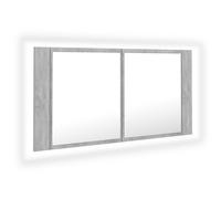 vidaXL LED Bathroom Mirror Cabinet Concrete Grey 90x12x45 cm Acrylic Mirror