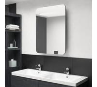 vidaXL LED Bathroom Mirror Cabinet Grey Washroom Storage Rack Vanity Unit
