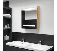 vidaXL LED Bathroom Mirror Cabinet Oak Wall Cabinet Washroom Storage Unit