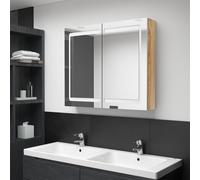 Vidaxl LED Bathroom Mirror Cabinet Oak 80X12X68 Cm, Brown