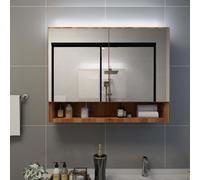 vidaXL LED Bathroom Mirror Cabinet Oak MDF Washroom Vanity Unit Furniture