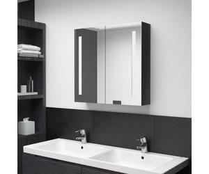 Vidaxl Led Bathroom Mirror Cabinet Shining Black 62X14X60 Cm