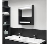 vidaXL LED Bathroom Mirror Cabinet Shining Black Washroom Storage Vanity Unit