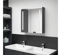 vidaXL LED Bathroom Mirror Cabinet Shining Grey Washroom Storage Vanity Unit
