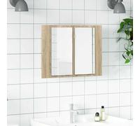vidaXL LED Bathroom Mirror Cabinet Sonoma Oak 60x12x45 cm Acrylic