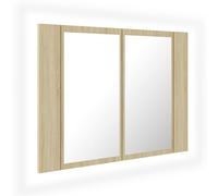 vidaXL LED Bathroom Mirror Cabinet Sonoma Oak 60x12x45 cm Acrylic Wall Mirror