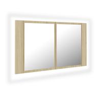 vidaXL LED Bathroom Mirror Cabinet Sonoma Oak 80x12x45 cm Acrylic Wall Mirror