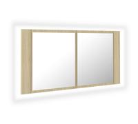 vidaXL LED Bathroom Mirror Cabinet Sonoma Oak 90x12x45 cm Acrylic Wall Mirror