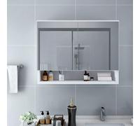 vidaXL LED Bathroom Mirror Cabinet White 80x15x60 cm MDF, White