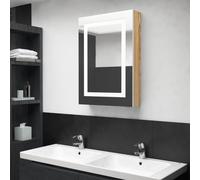 vidaXL LED Bathroom Mirror Cabinet White and Oak 50x13x70 cm