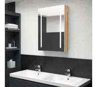 Vidaxl LED Bathroom Mirror Cabinet White And Oak 50X13X70 Cm, White